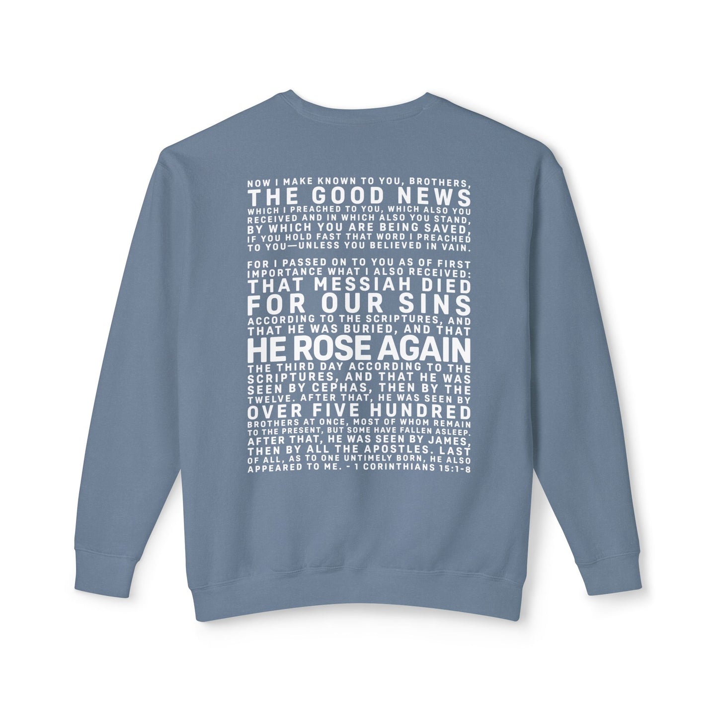 The Gospel - Adult Unisex Crewneck Sweatshirt - Back Text, Light Lettered Edition - (11 Colors)
