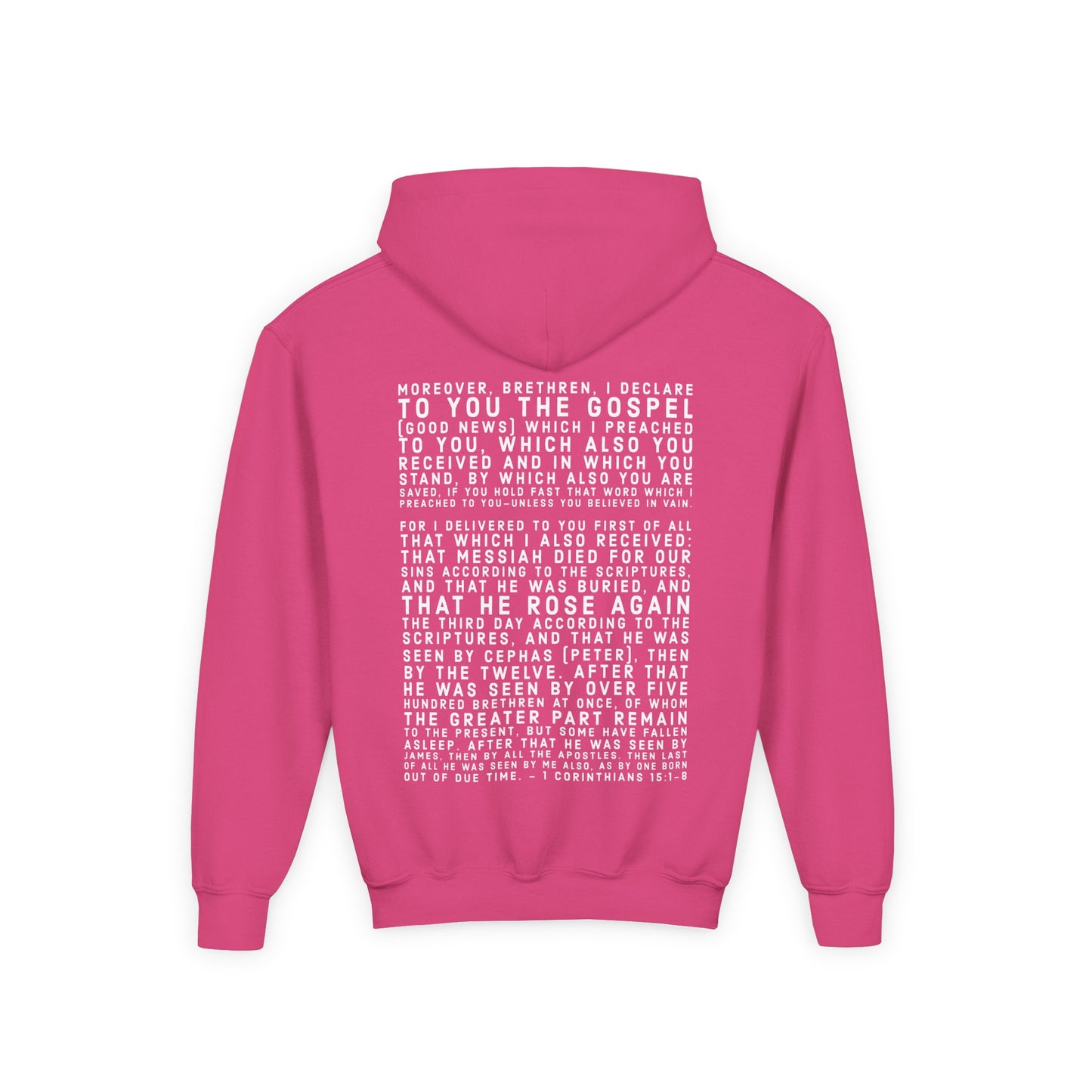 'I declare to you the gospel' - Light Lettered Edition - (14 Color Options) - Youth Heavy Blend Hoodie
