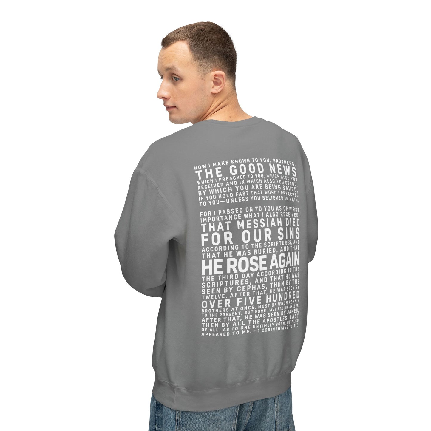 The Gospel - Adult Unisex Crewneck Sweatshirt - Back Text, Light Lettered Edition - (11 Colors)