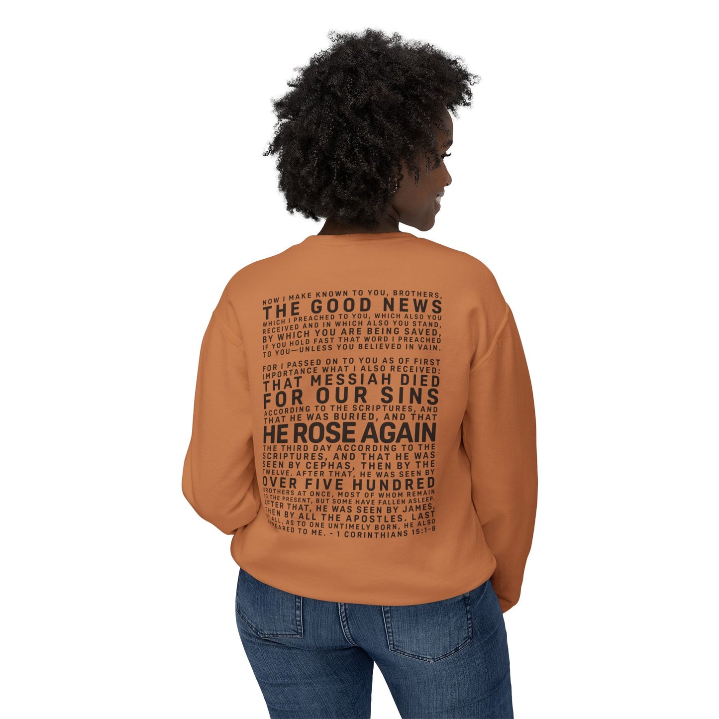 The Gospel - Adult Unisex Crewneck Sweatshirt - Back Text, Dark Lettered Edition - (12 Colors)