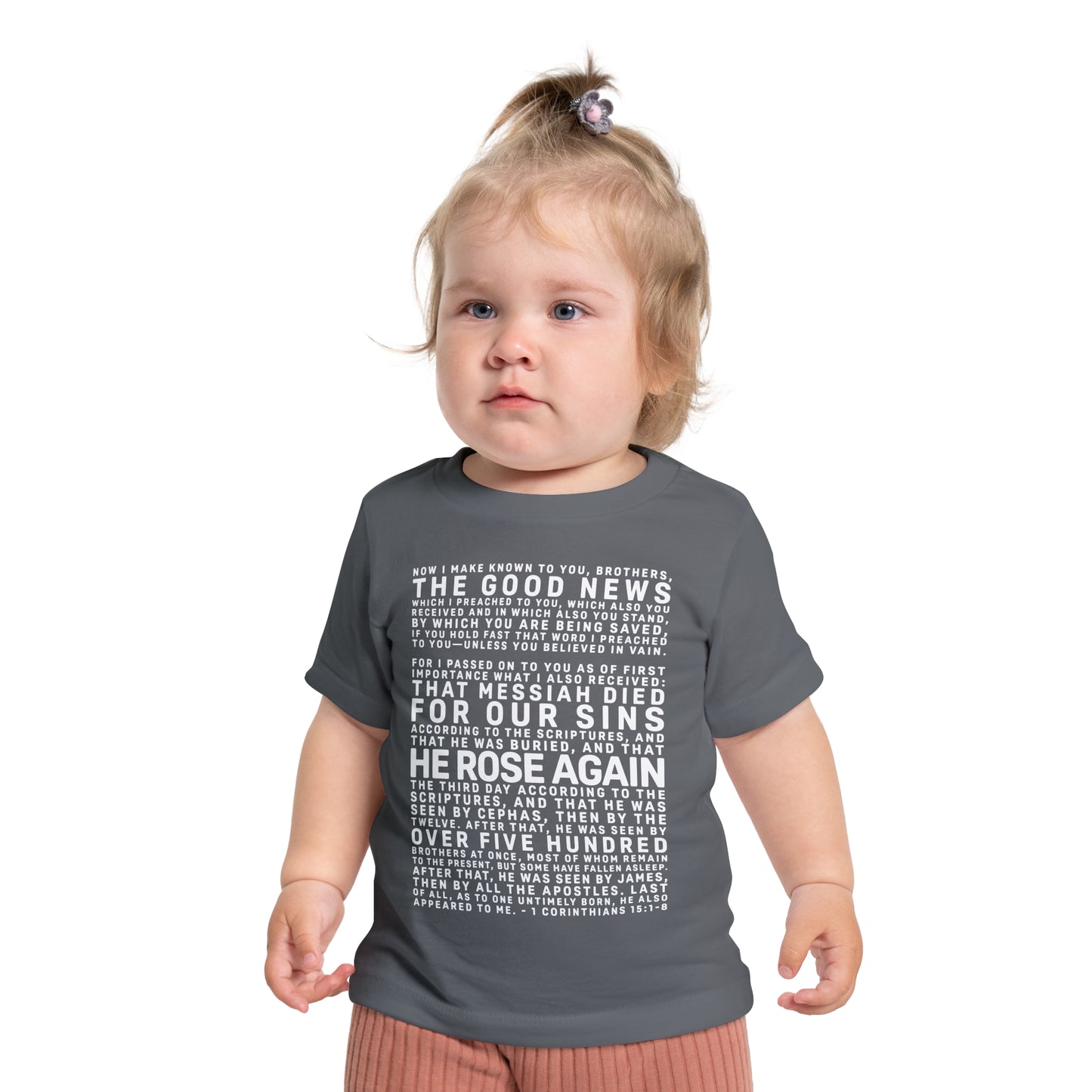 The Gospel - Infant (3M-24M) Short Sleeve Tee - Front Text, Light-Lettered Edition - (6 Colors)