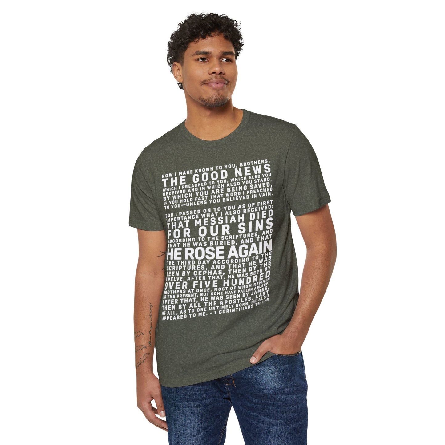 The Gospel - Adult Unisex Premium Organic Tee - Front Text, Light-Lettered Edition - (7 Colors)
