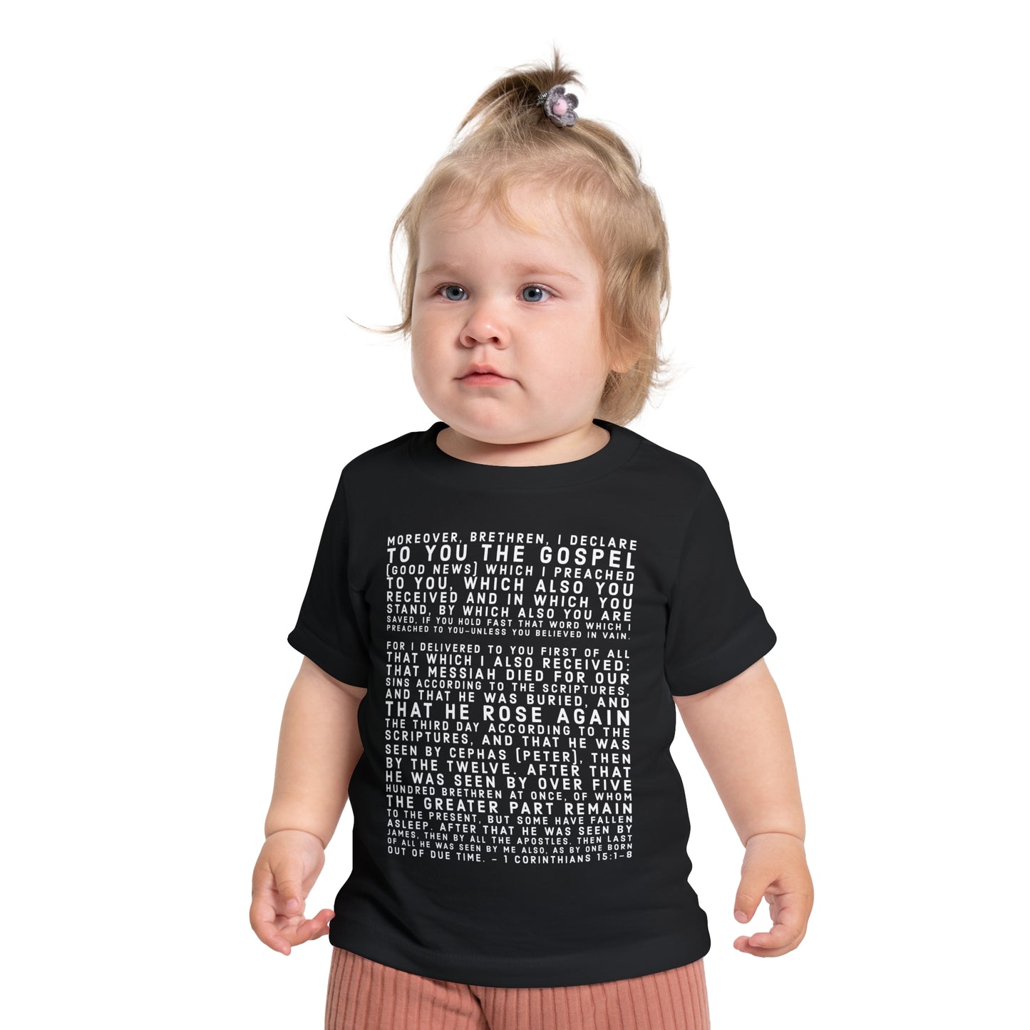 'I declare to you the gospel' - Light-Lettered Edition - (4 Color Options) - Baby Short Sleeve T-Shirt