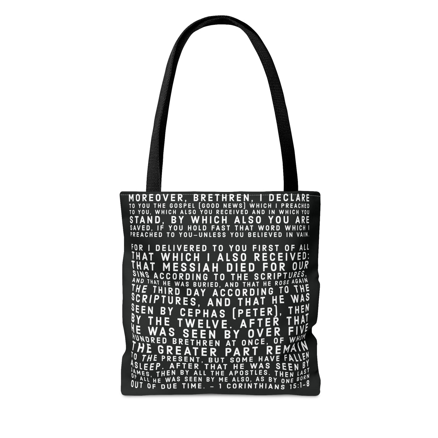 'I declare to you the gospel' - Black - (3 Size Options) - Tote Bag