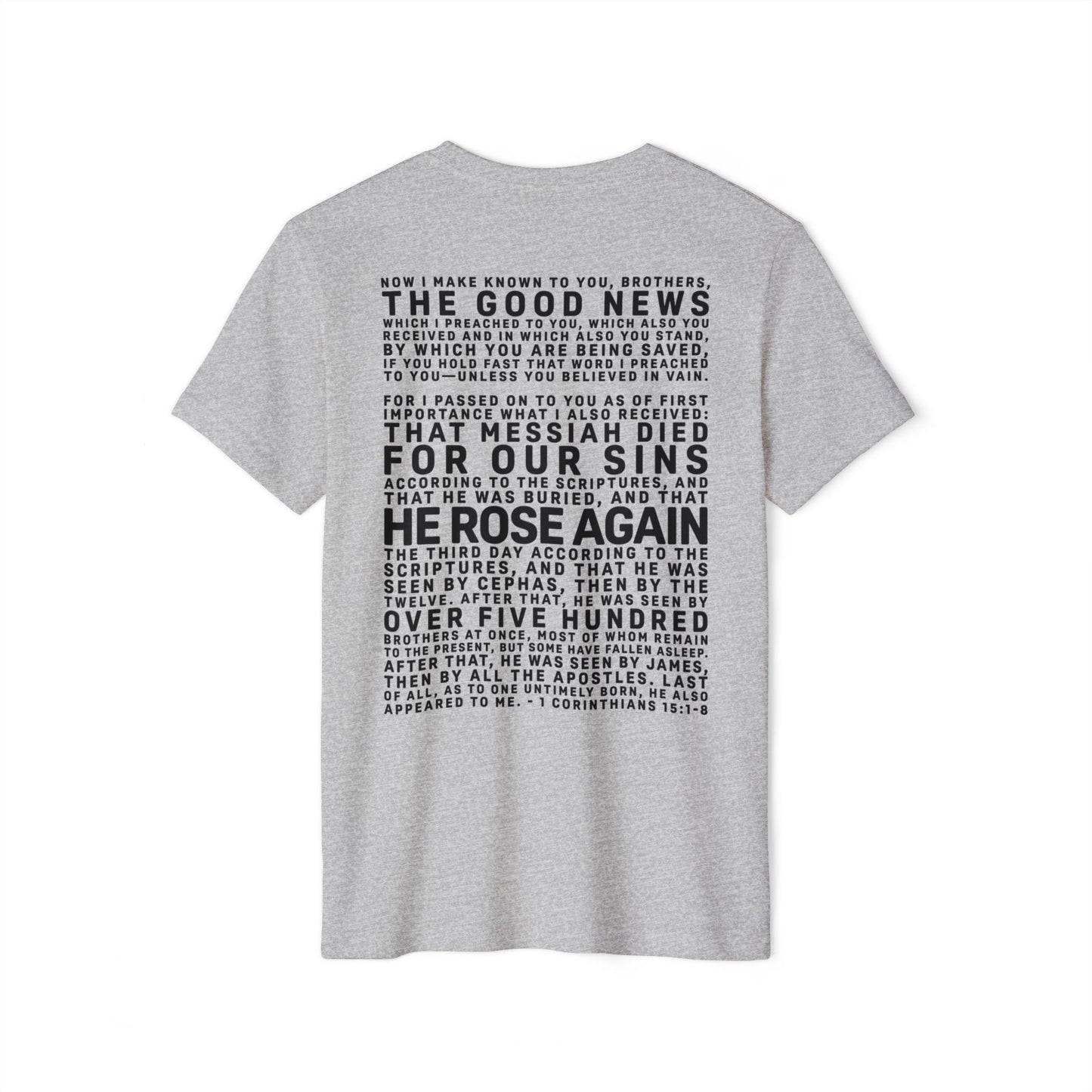 The Gospel - Adult Unisex Premium Organic Tee - Back Text, Dark-Lettered Edition - (7 Colors)