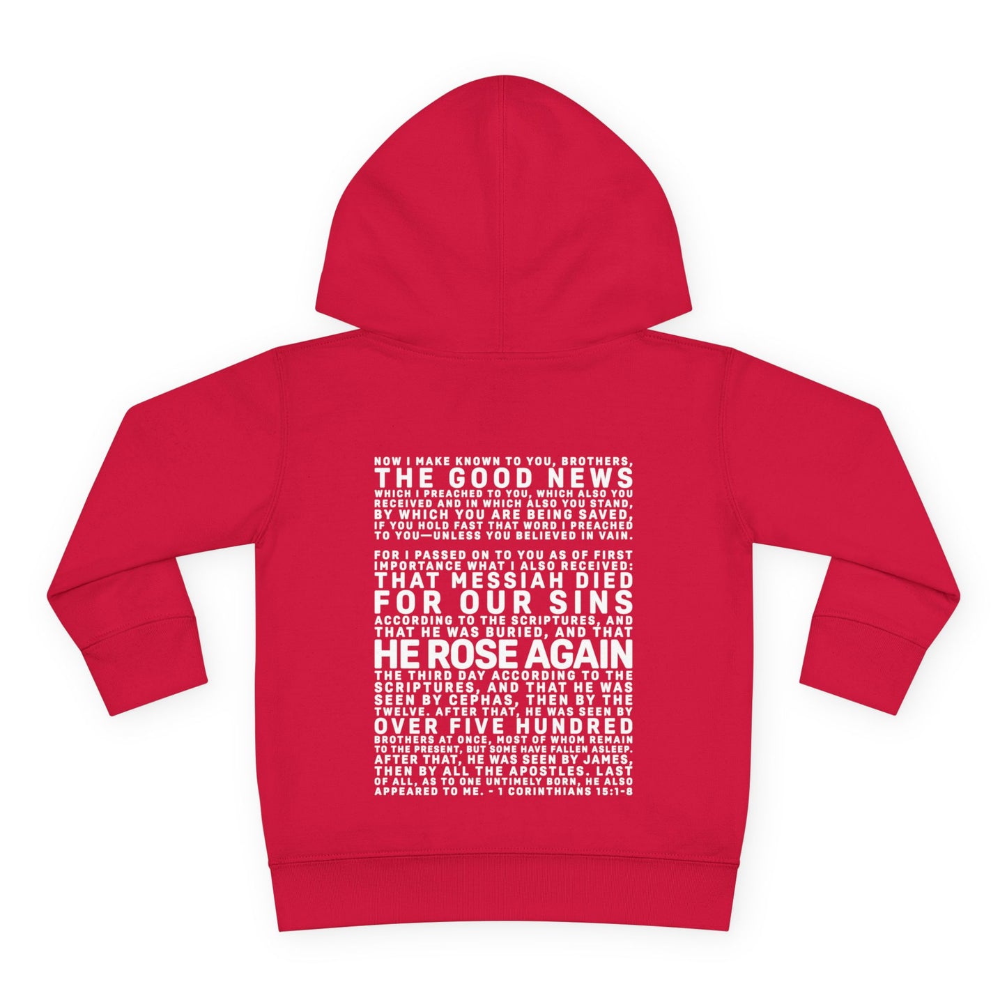 The Gospel - Toddler Pullover Hoodie - Back Text, Light Lettered Edition - (15 Colors)