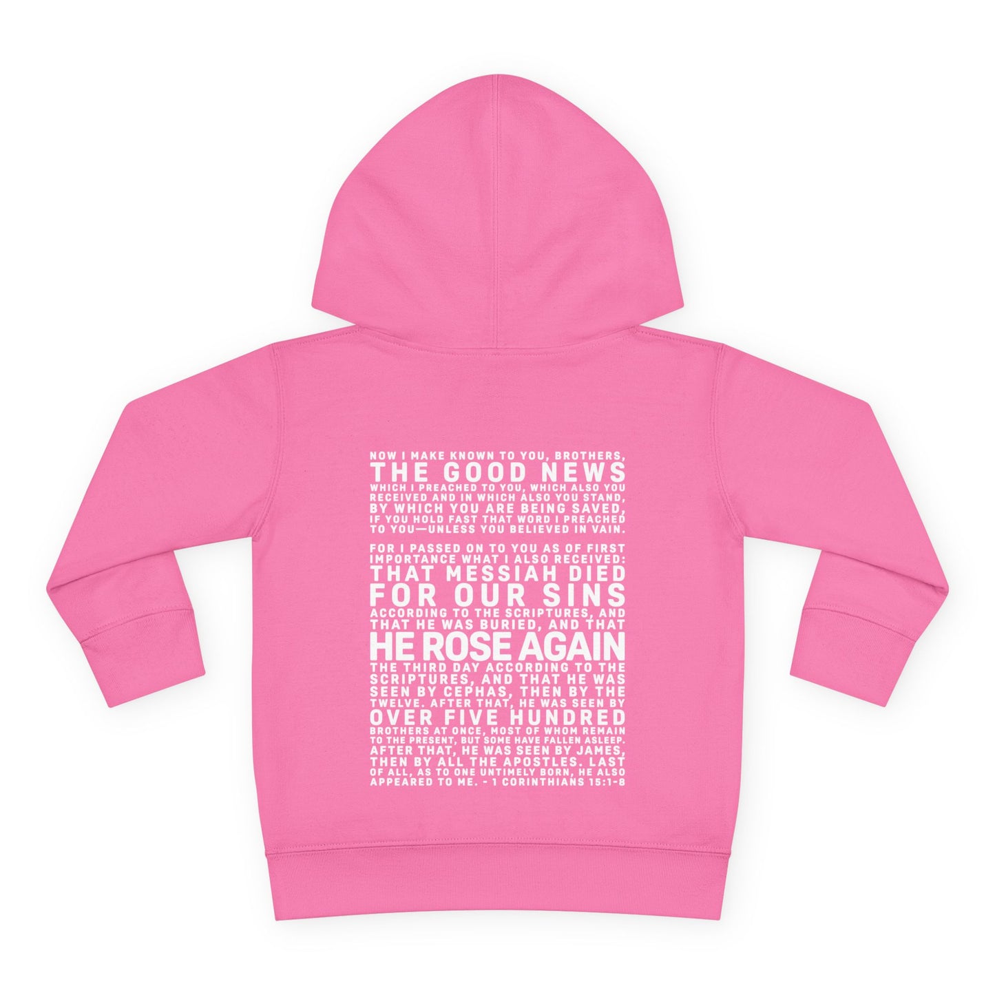 The Gospel - Toddler Pullover Hoodie - Back Text, Light Lettered Edition - (15 Colors)