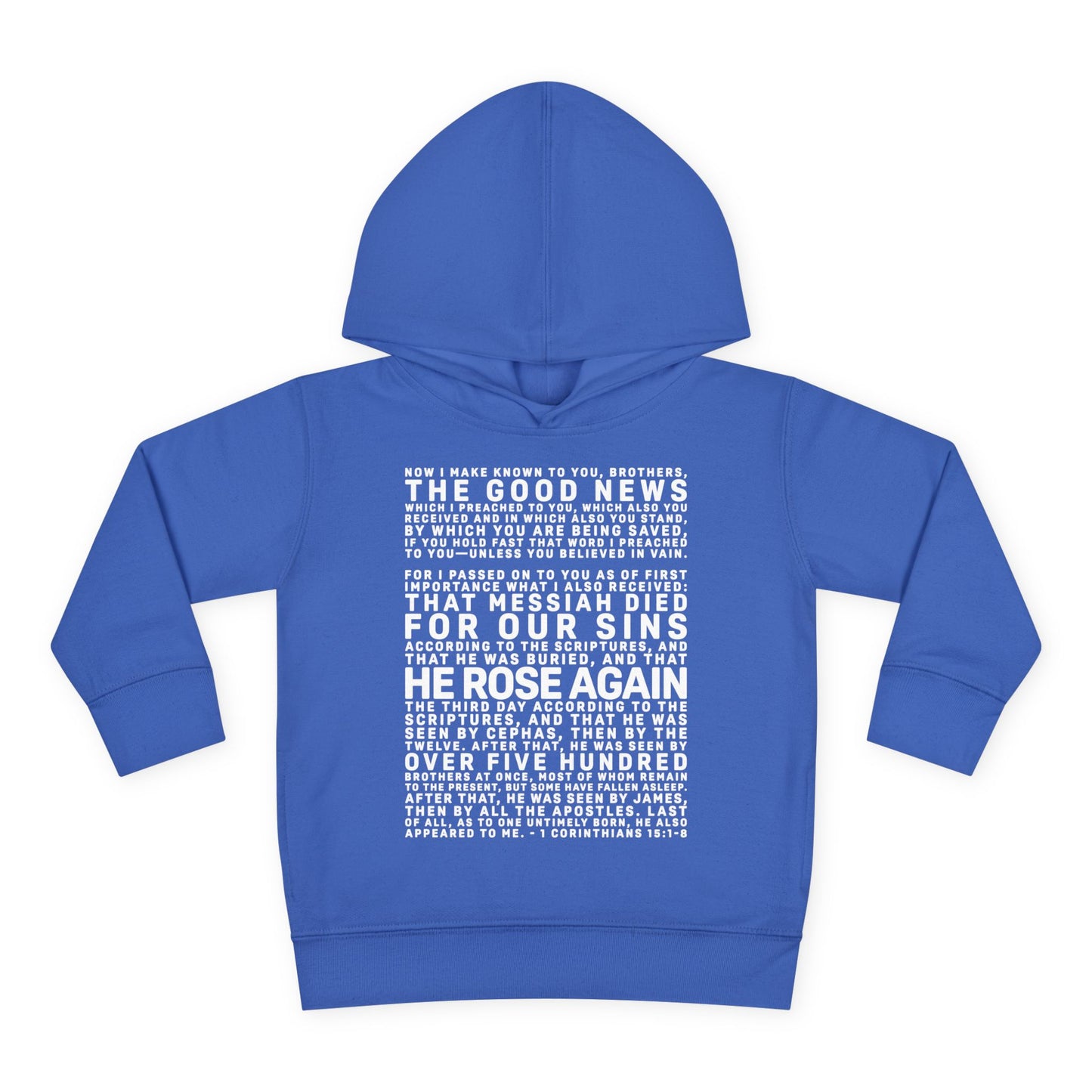 The Gospel - Toddler Pullover Hoodie - Front Text, Light Lettered Edition - (15 Colors)
