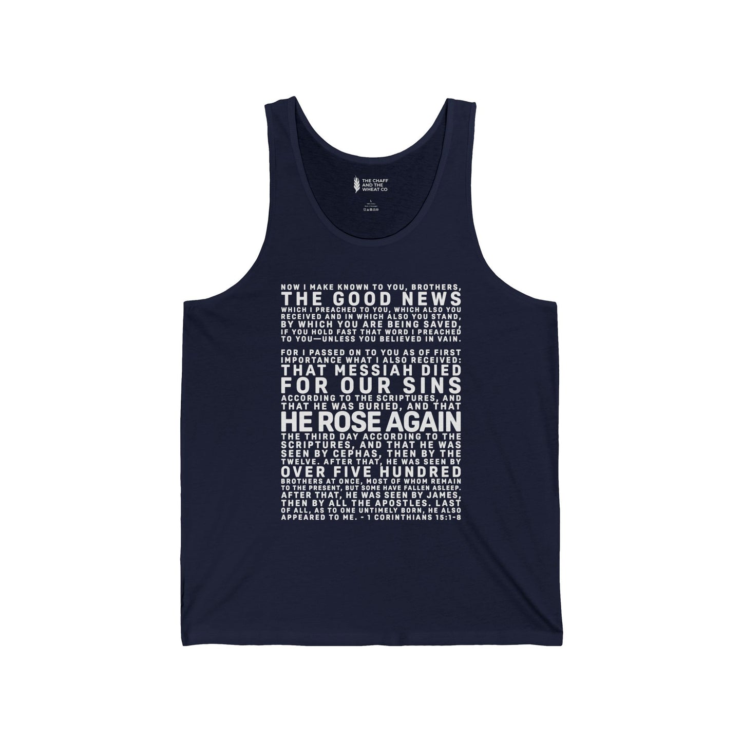 The Gospel - Adult Unisex Tank - Front Text, Light Lettered Edition - (8 Colors)