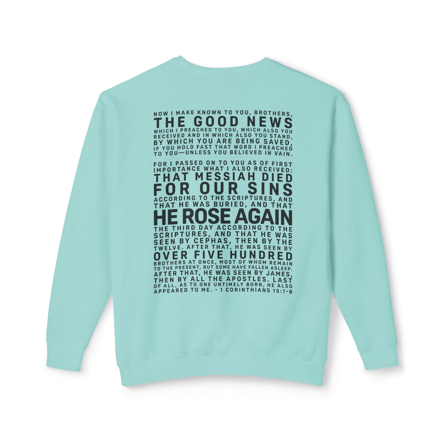 The Gospel - Adult Unisex Crewneck Sweatshirt - Back Text, Dark Lettered Edition - (12 Colors)