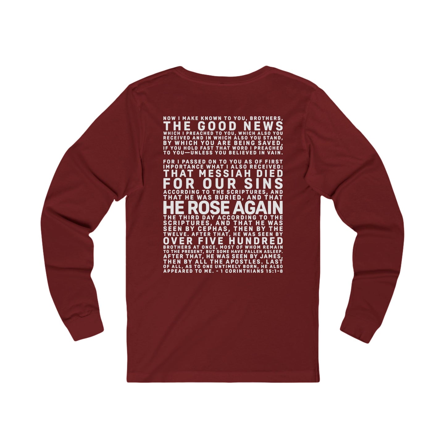 The Gospel - Adult Unisex Long Sleeve Tee - Back Text, Light Lettered Edition - (12 Colors)
