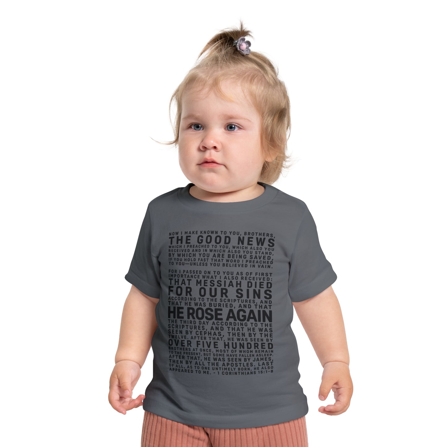 The Gospel - Infant (3M-24M) Short Sleeve Tee - Front Text, Dark-Lettered Edition - (6 Colors)