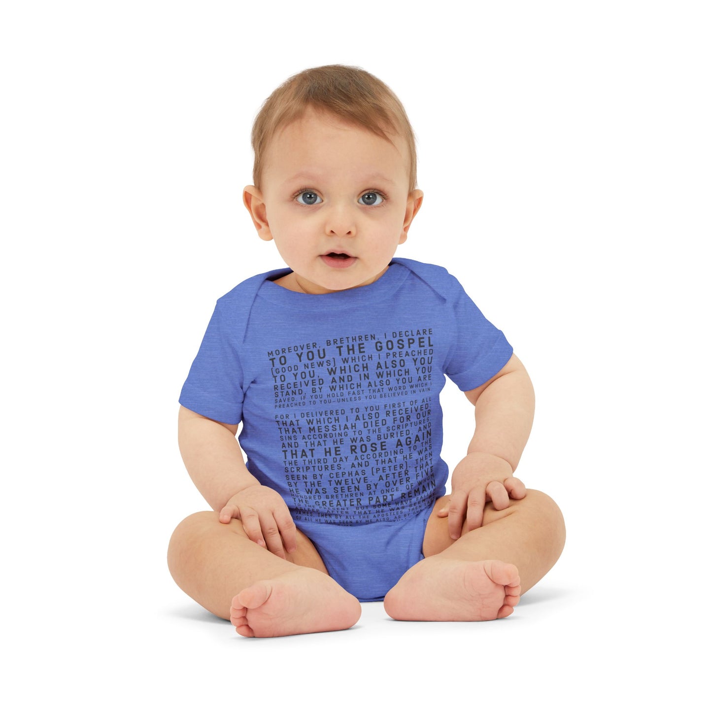 'I declare to you the gospel' - Front Text, Dark Lettered Edition - (7 Color Options) - Infant Jersey One Piece