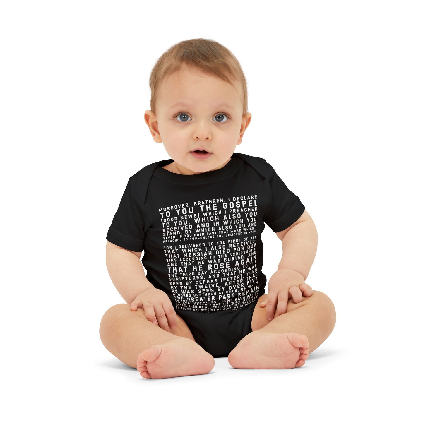 'I declare to you the gospel' - Front Text, Light Lettered Edition - (8 Color Options) - Infant Jersey One Piece