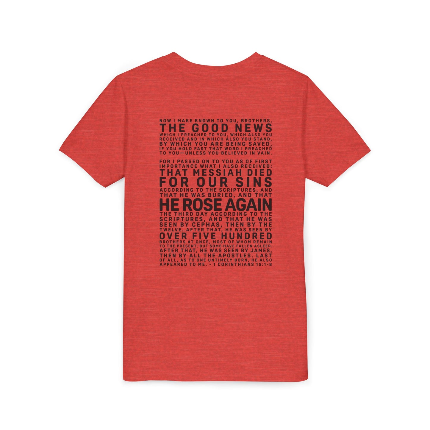 The Gospel - Youth Short Sleeve Tee - Back Text, Dark-Lettered Edition - (17 Colors)