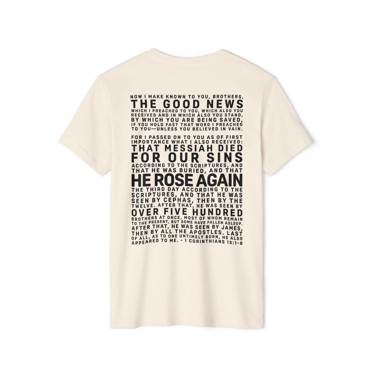 The Gospel - Adult Unisex Premium Organic Tee - Back Text, Dark-Lettered Edition - (7 Colors)