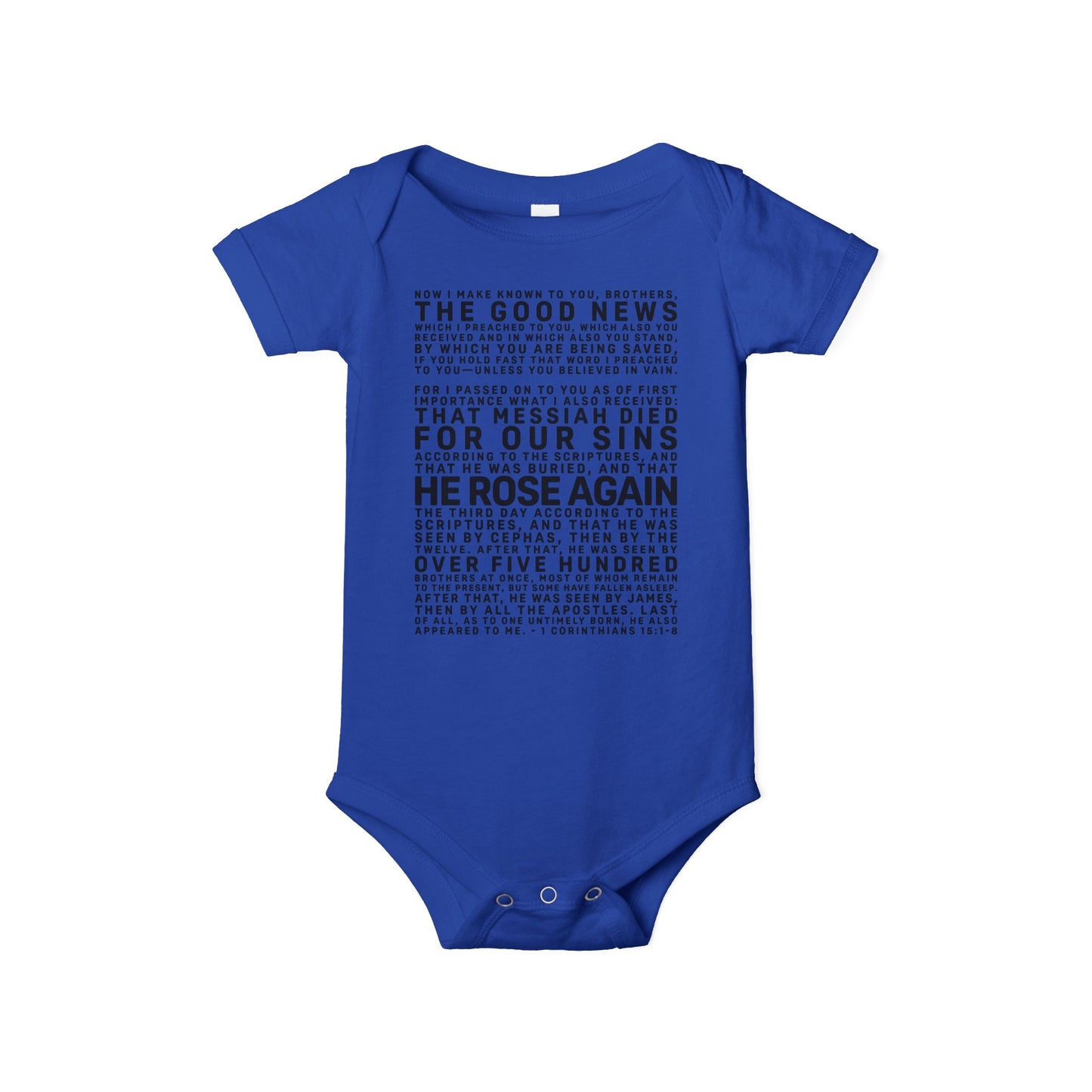 The Gospel - Infant (3M-24M) One Piece - Front Text, Dark Lettered Edition - (8 Colors)