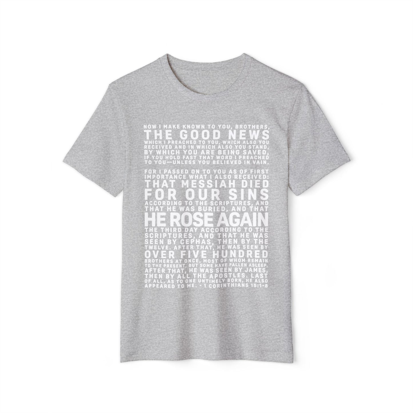 The Gospel - Adult Unisex Premium Organic Tee - Front Text, Light-Lettered Edition - (7 Colors)