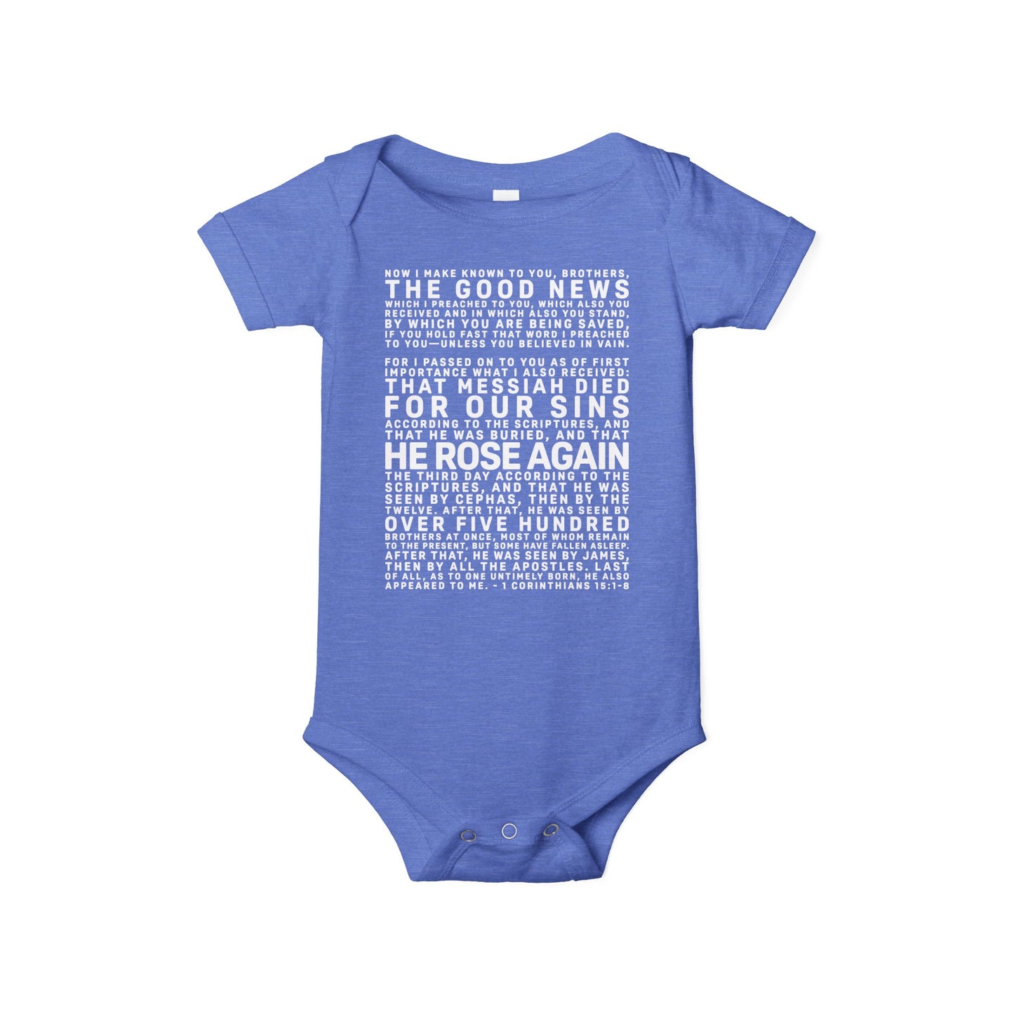 The Gospel - Infant (3M-24M) One Piece - Front Text, Light Lettered Edition - (10 Colors)