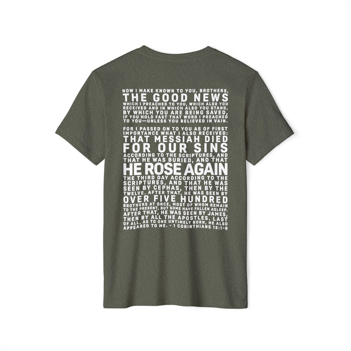 The Gospel - Adult Unisex Premium Organic Tee - Back Text, Light-Lettered Edition - (7 Colors)
