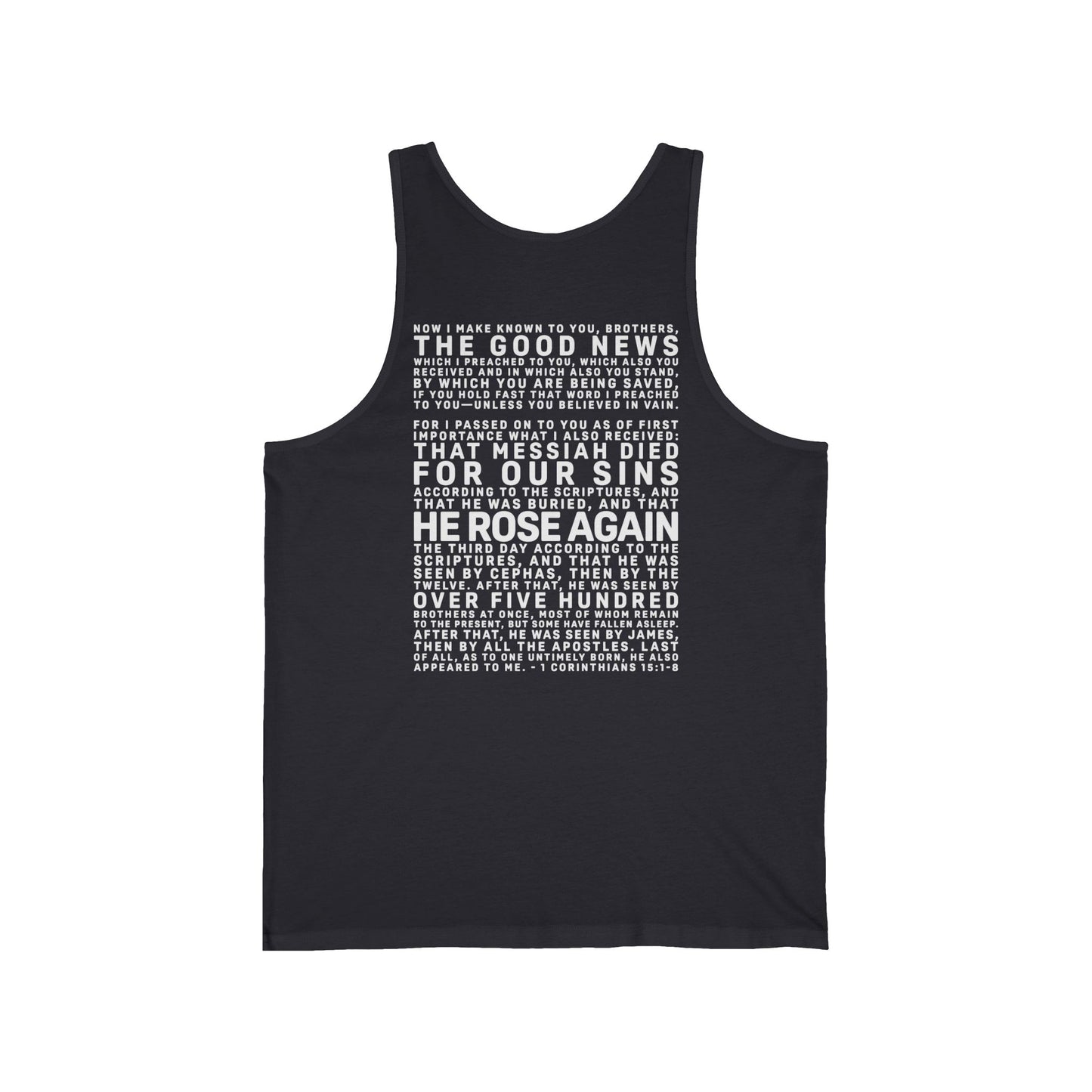 The Gospel - Adult Unisex Tank - Back Text, Light Lettered Edition - (8 Colors)