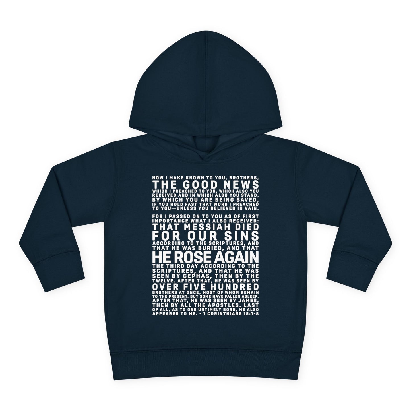 The Gospel - Toddler Pullover Hoodie - Front Text, Light Lettered Edition - (15 Colors)