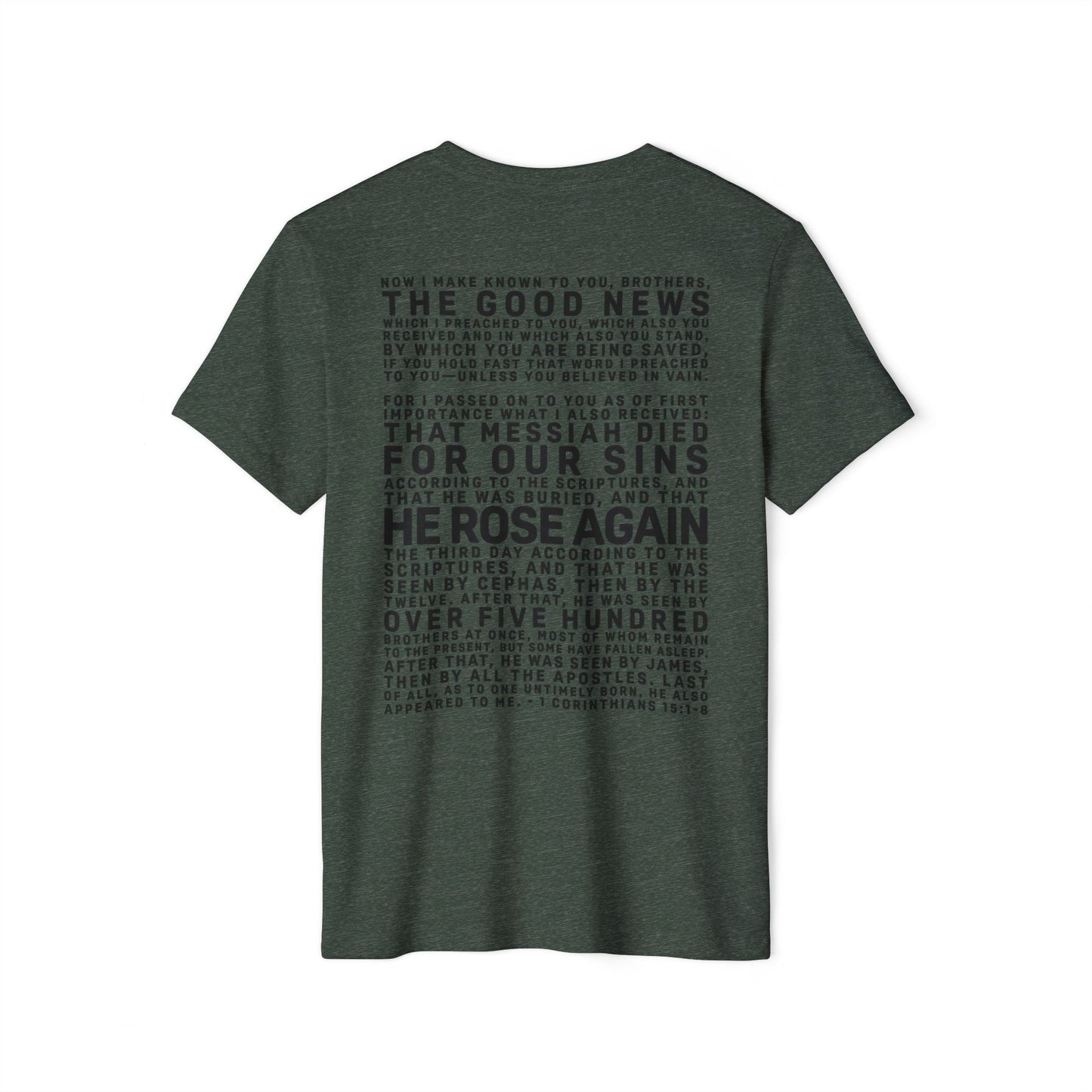 The Gospel - Adult Unisex Premium Organic Tee - Back Text, Dark-Lettered Edition - (7 Colors)