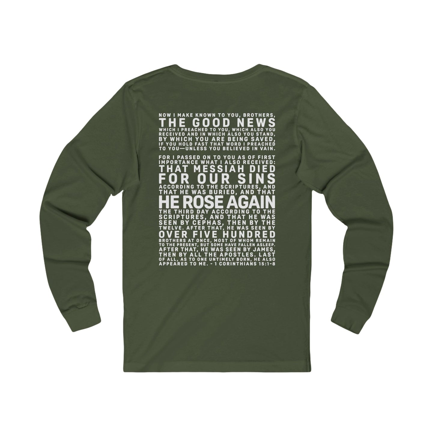 The Gospel - Adult Unisex Long Sleeve Tee - Back Text, Light Lettered Edition - (12 Colors)