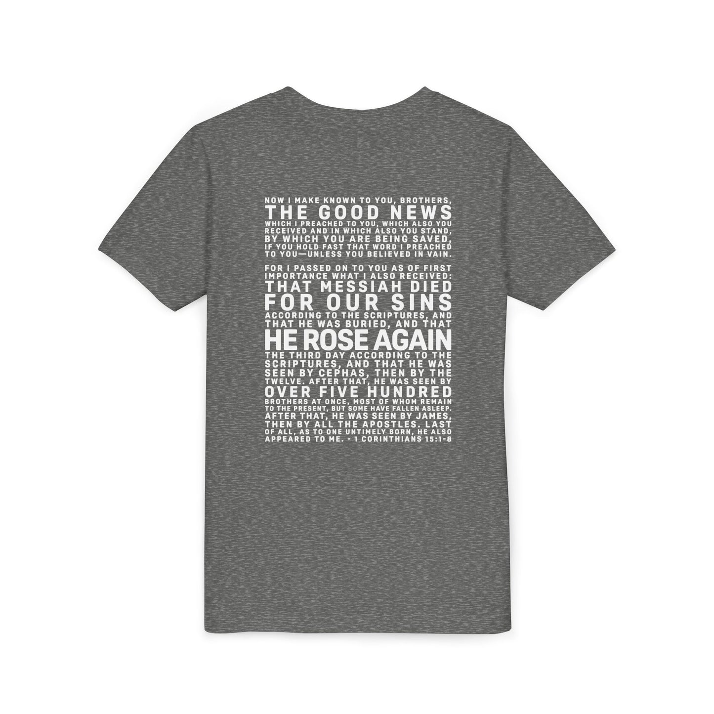 The Gospel - Youth Short Sleeve Tee - Back Text, Light-Lettered Edition - (22 Colors)