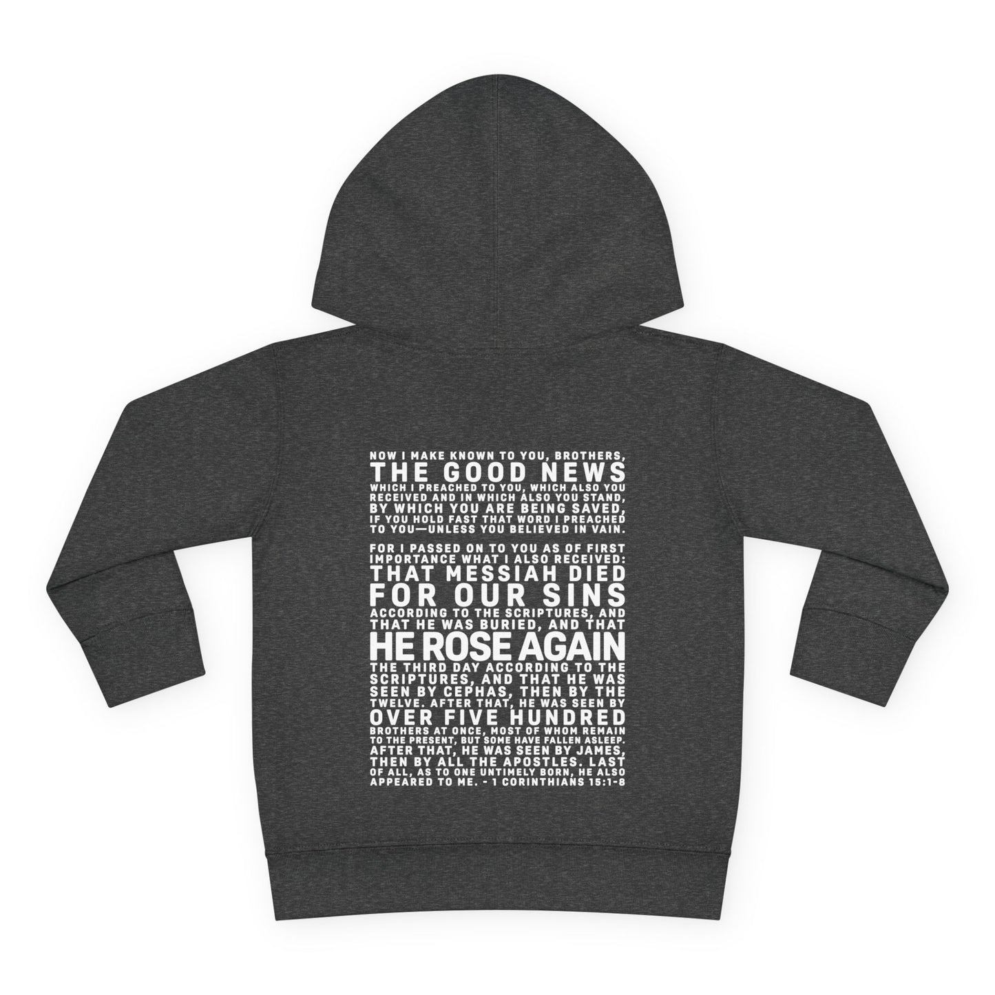 The Gospel - Toddler Pullover Hoodie - Back Text, Light Lettered Edition - (15 Colors)