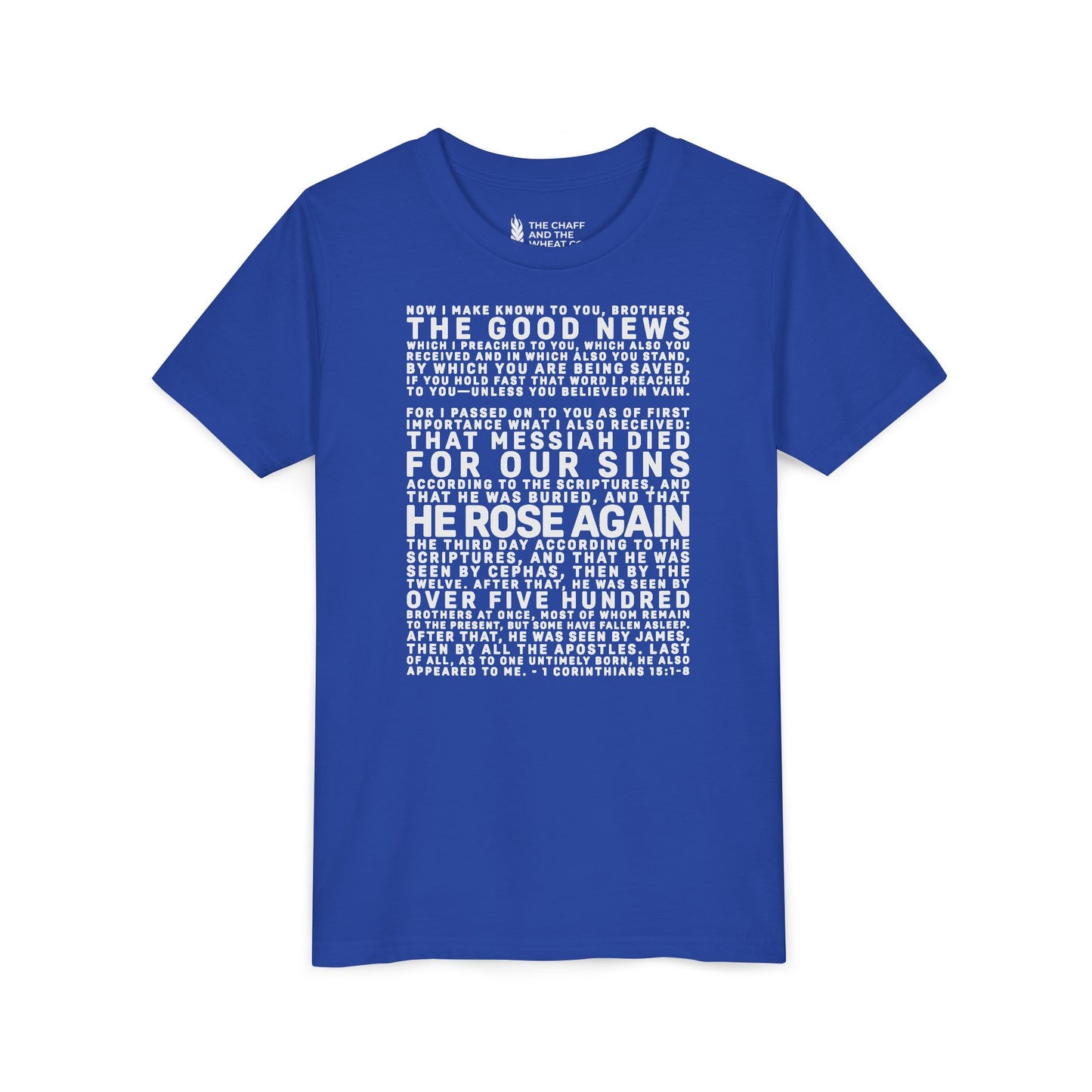 The Gospel - Youth Short Sleeve Tee - Back Text, Light-Lettered Edition - (22 Colors)
