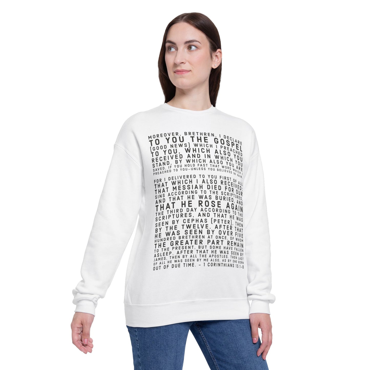 'I declare to you the gospel' - Front Text Edition - (2 Color Options) - Adult Unisex Drop Shoulder Sweatshirt