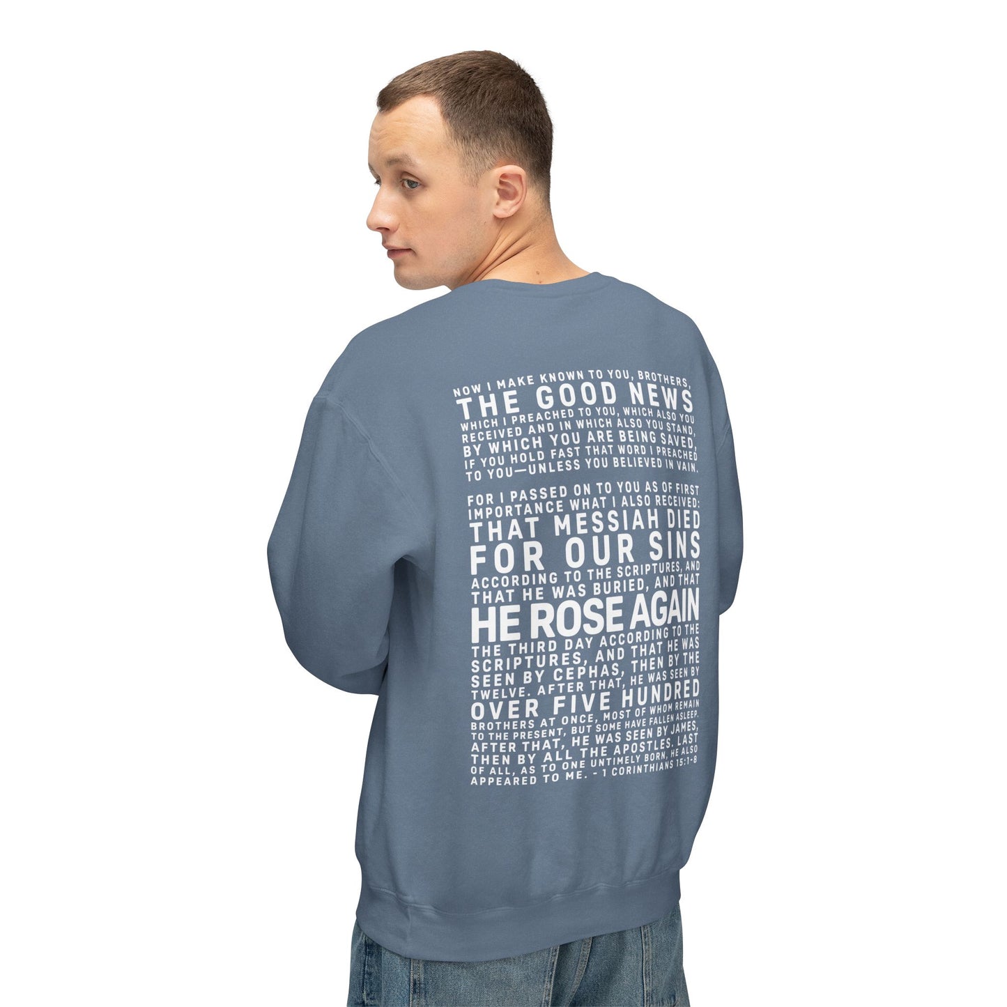 The Gospel - Adult Unisex Crewneck Sweatshirt - Back Text, Light Lettered Edition - (11 Colors)