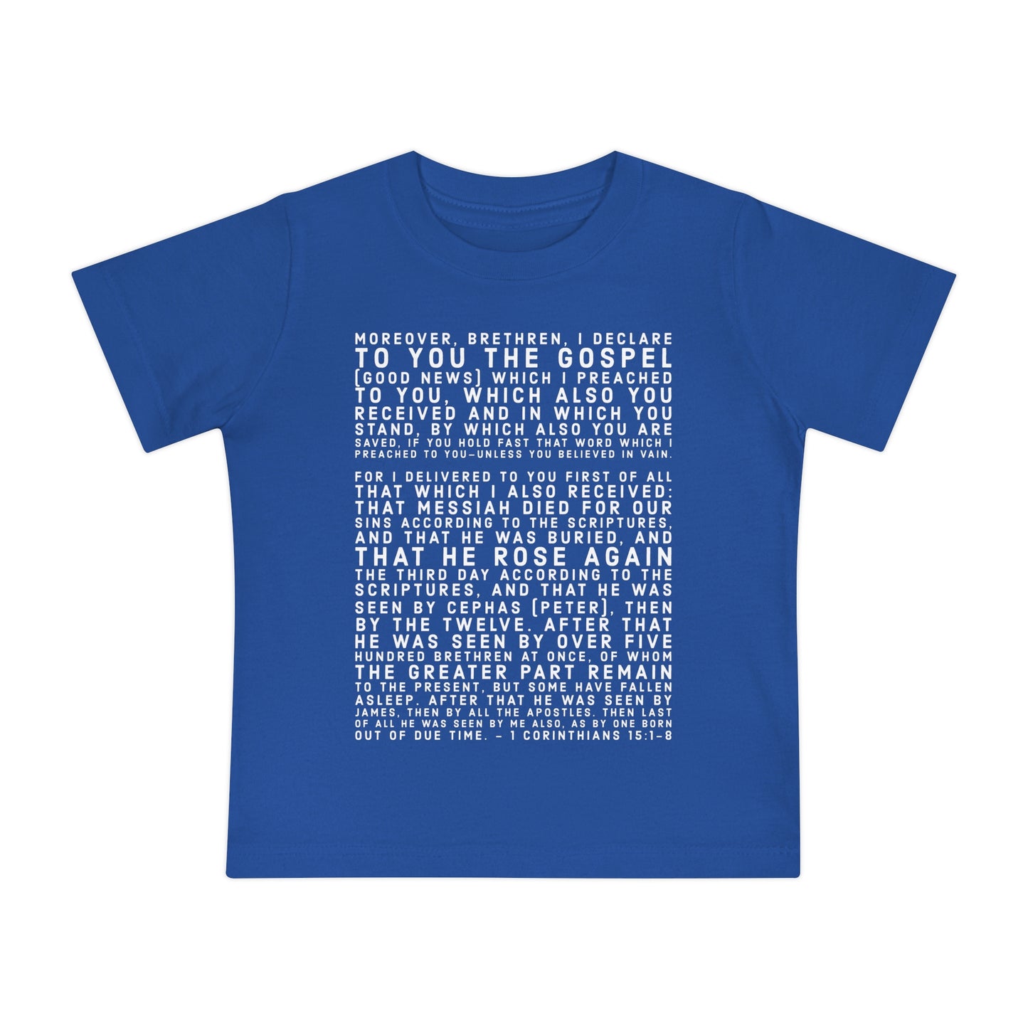 'I declare to you the gospel' - Light-Lettered Edition - (4 Color Options) - Baby Short Sleeve T-Shirt
