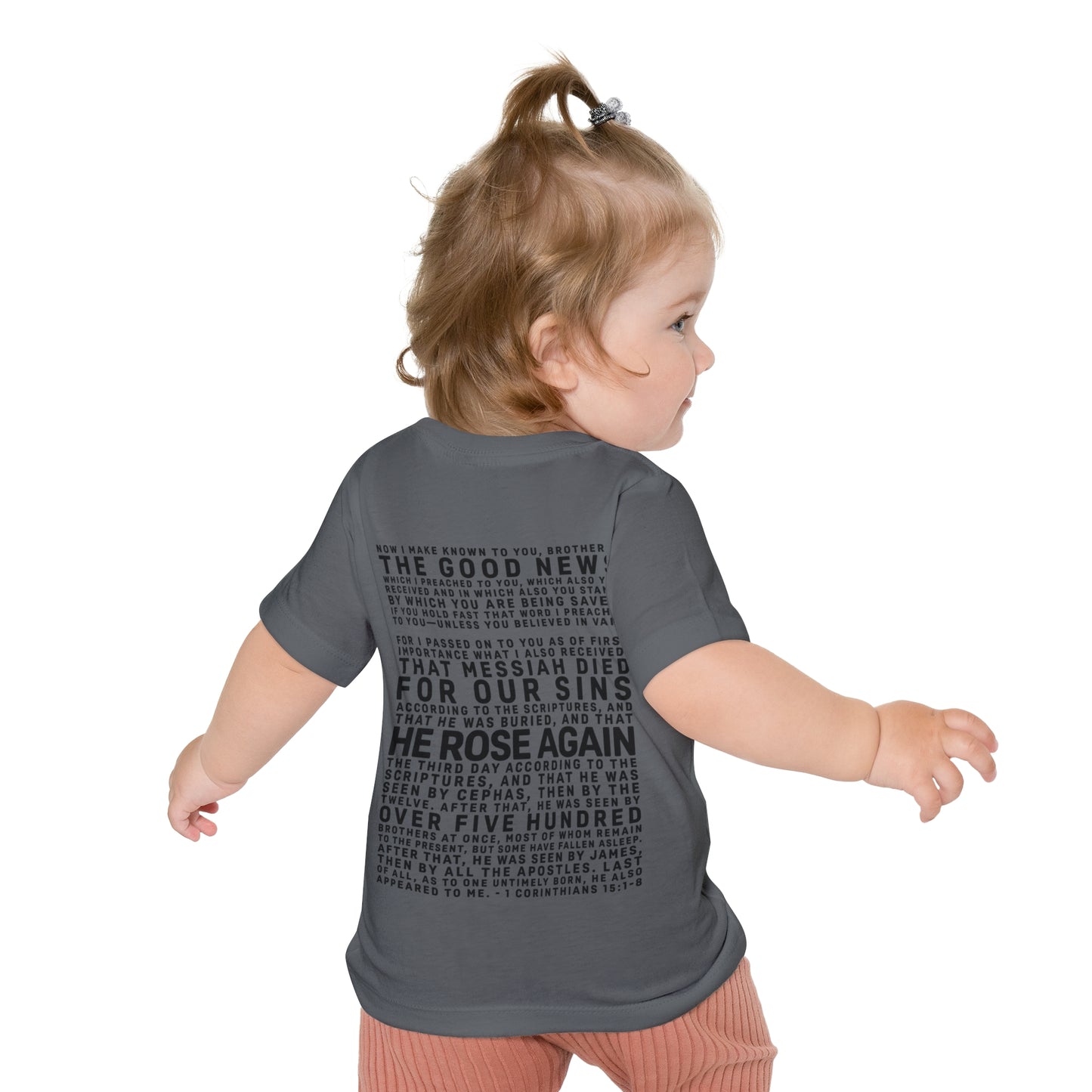 The Gospel - Infant (3M-24M) Short Sleeve Tee - Back Text, Dark-Lettered Edition - (6 Colors)