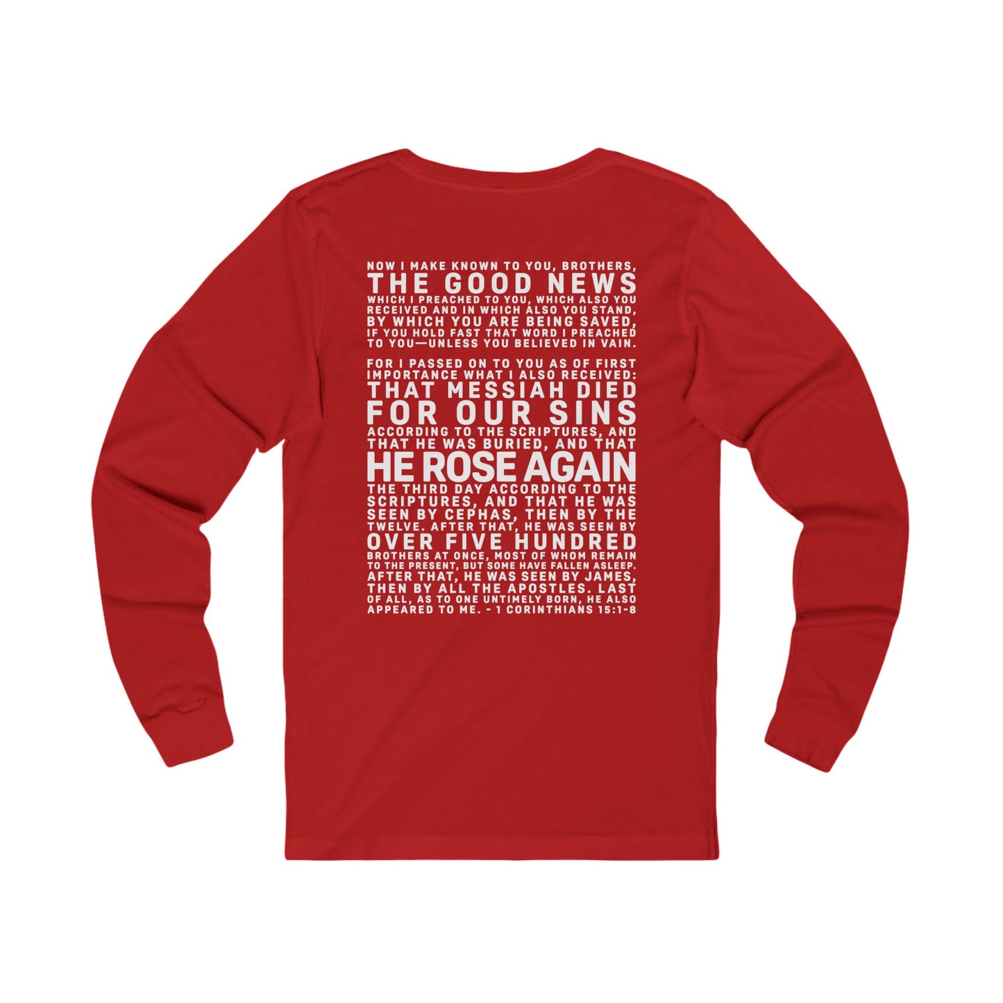 The Gospel - Adult Unisex Long Sleeve Tee - Back Text, Light Lettered Edition - (12 Colors)