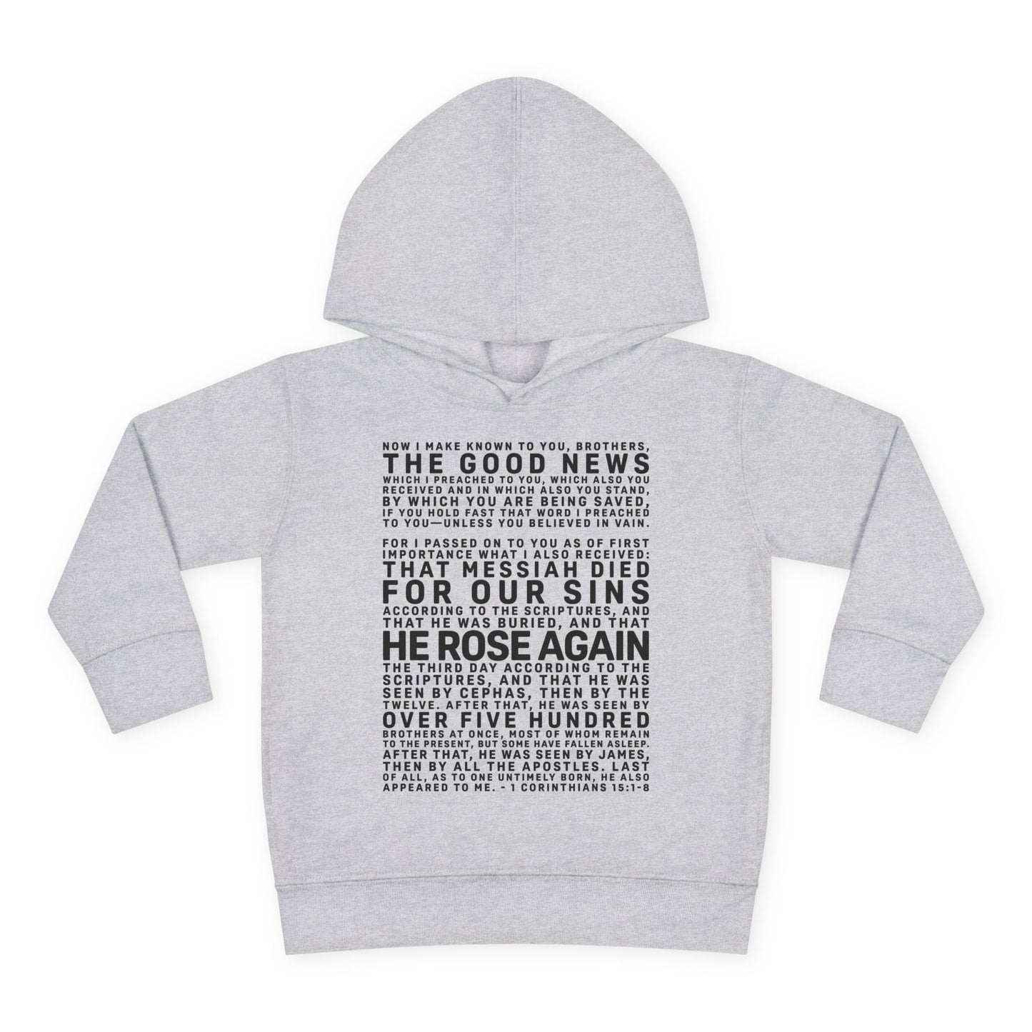The Gospel - Toddler Pullover Hoodie - Front Text, Dark Lettered Edition - (13 Colors)