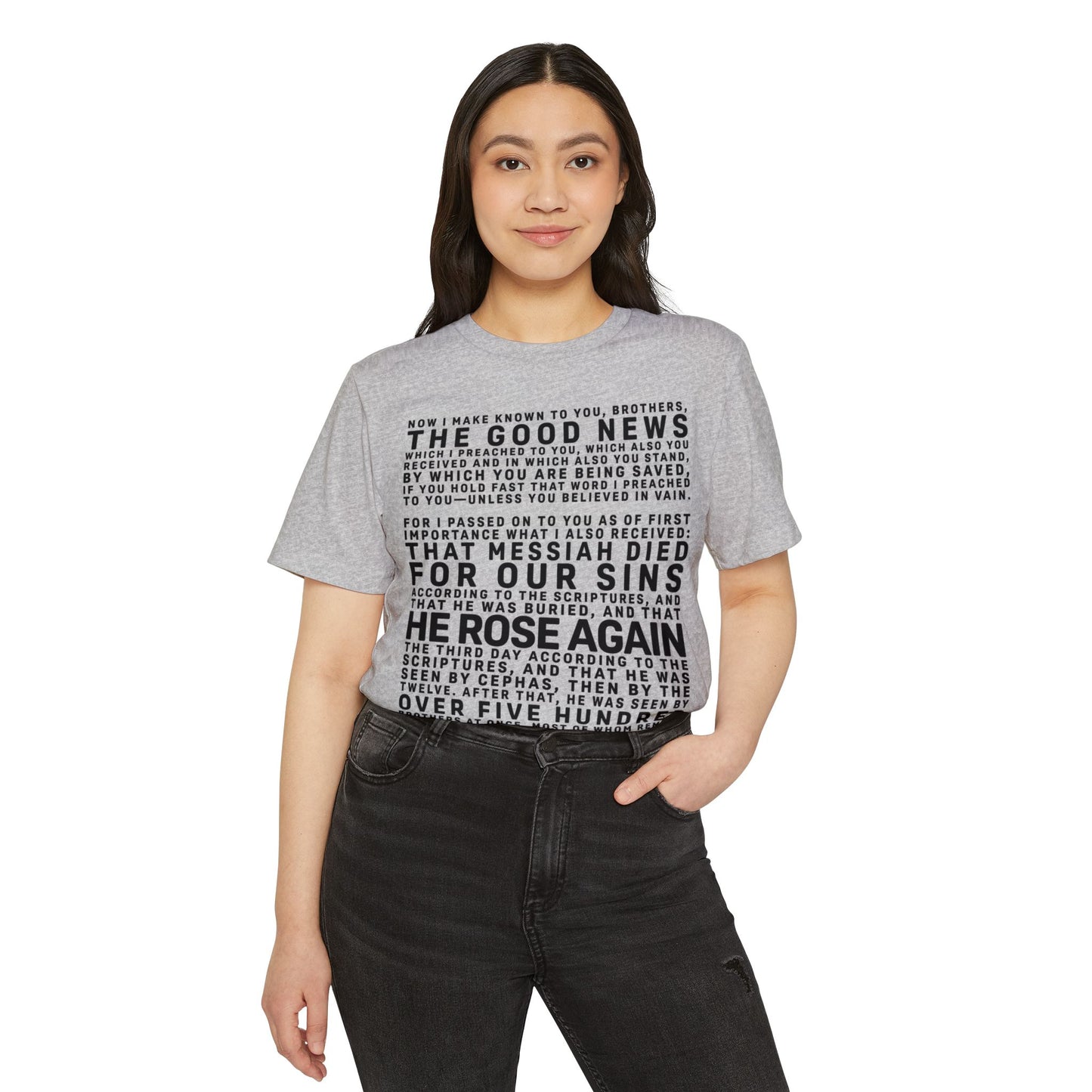 The Gospel - Adult Unisex Premium Organic Tee - Front Text, Dark-Lettered Edition - (7 Colors)