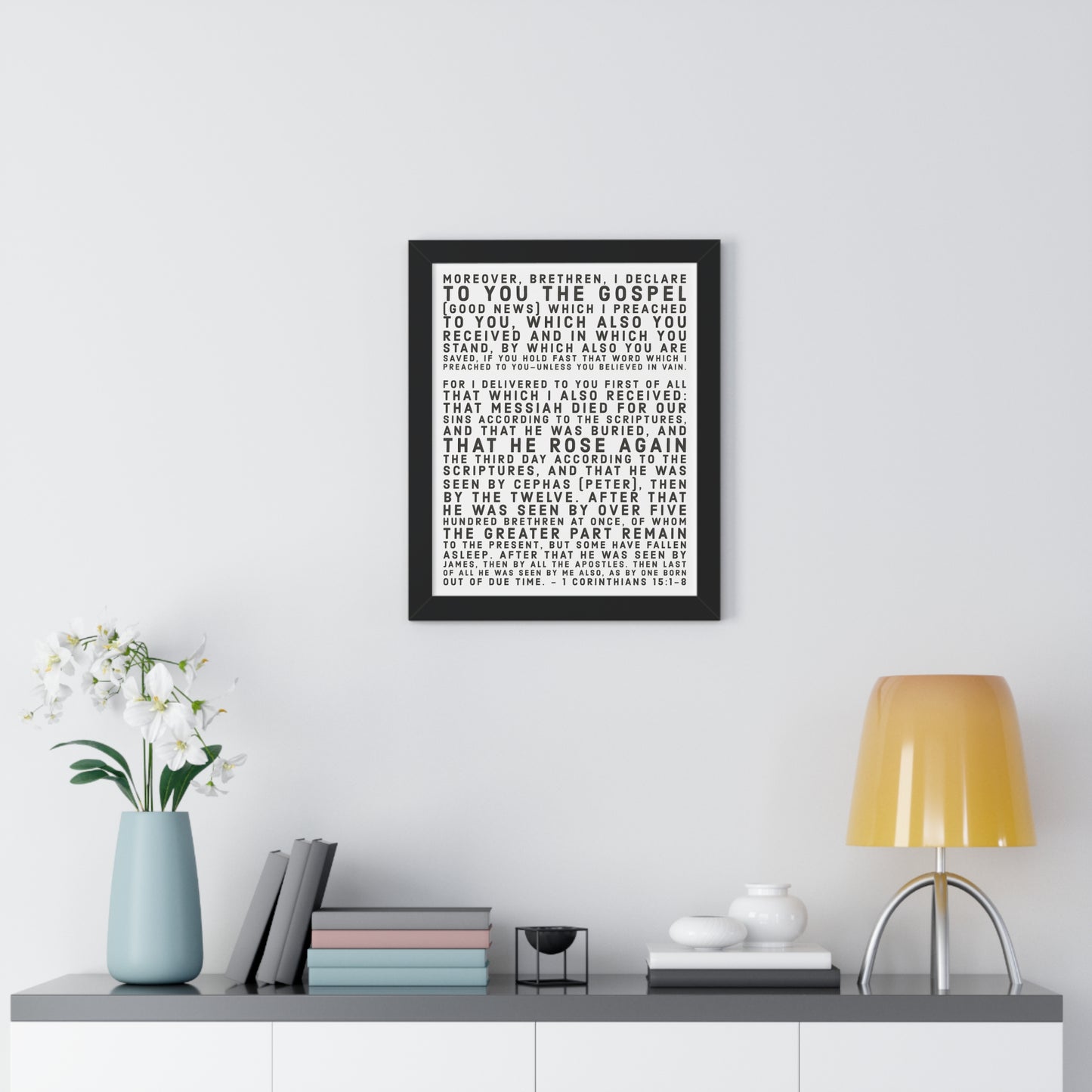 'I declare to you the gospel' - (4 Size and 3 Frame Color Options) - Framed Vertical Poster