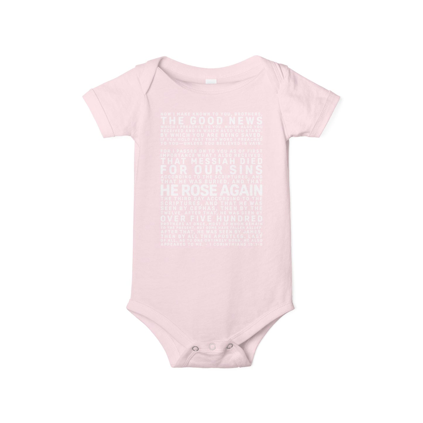 The Gospel - Infant (3M-24M) One Piece - Front Text, Light Lettered Edition - (10 Colors)