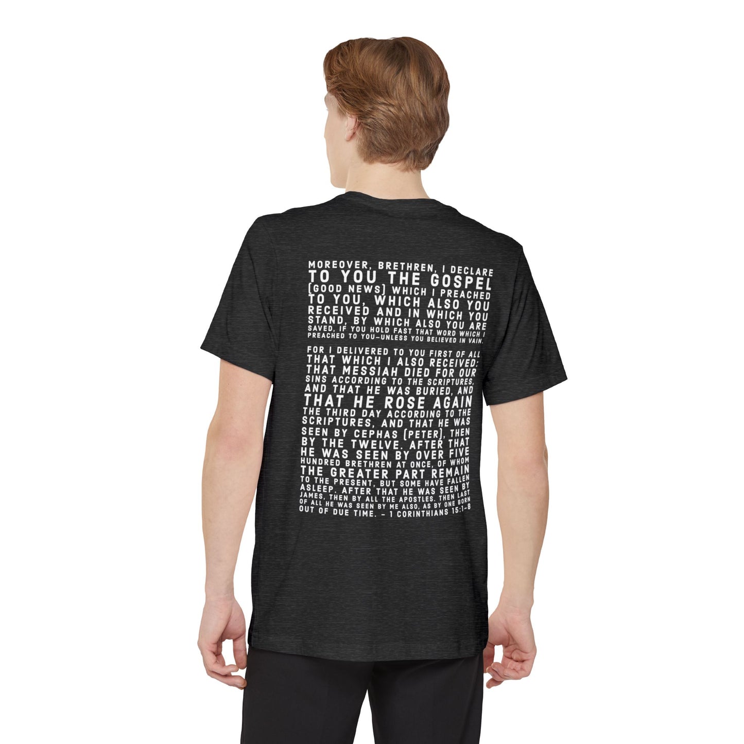 'I declare to you the gospel' - Back Text, Light-Lettered Edition - (5 Color Options) - Adult Unisex Pocket T-shirt