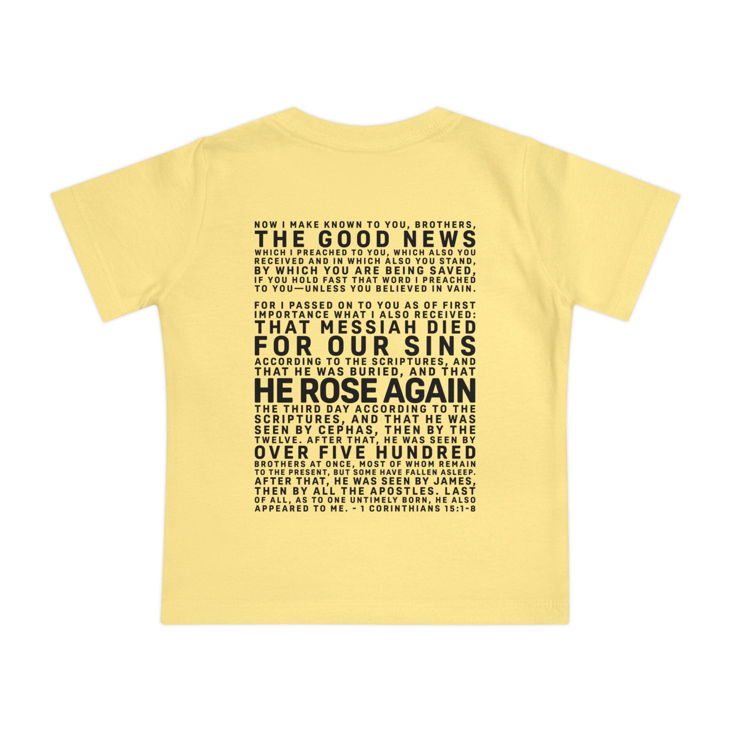 The Gospel - Infant (3M-24M) Short Sleeve Tee - Back Text, Dark-Lettered Edition - (6 Colors)