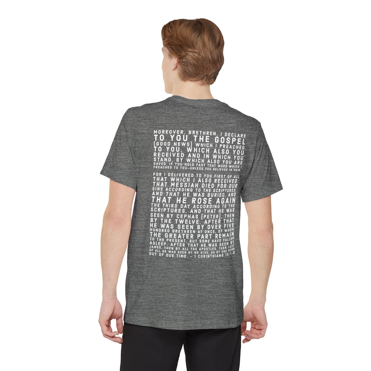 'I declare to you the gospel' - Back Text, Light-Lettered Edition - (5 Color Options) - Adult Unisex Pocket T-shirt