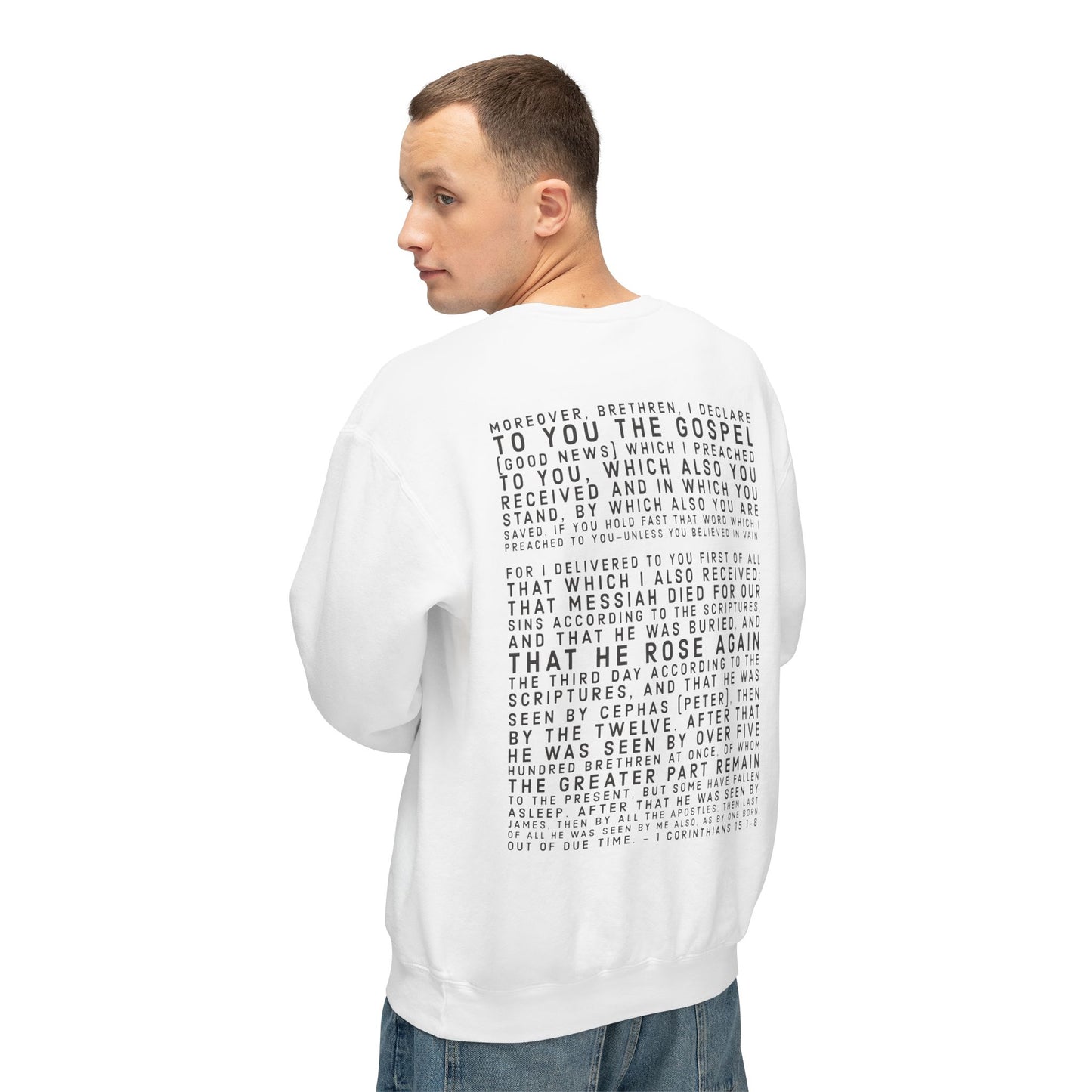 Copy of 'I declare to you the gospel' - Back Text, Dark Lettered Edition - (7 Color Options) - Adult Unisex Lightweight Crewneck Sweatshirt