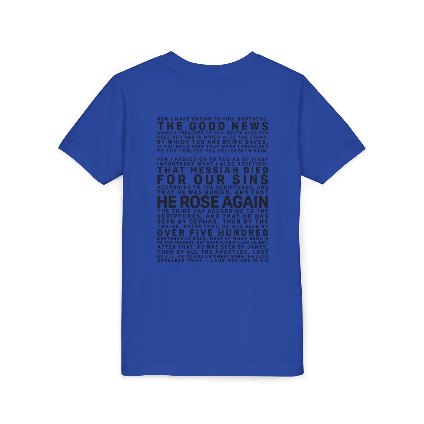 The Gospel - Youth Short Sleeve Tee - Back Text, Dark-Lettered Edition - (17 Colors)