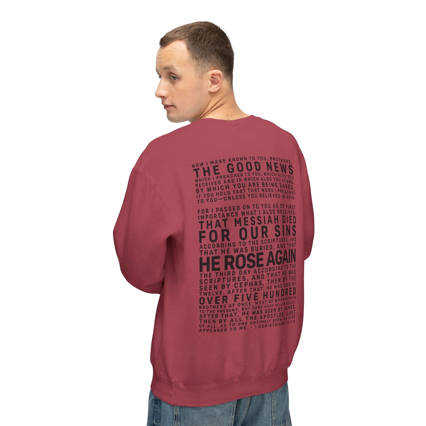 The Gospel - Adult Unisex Crewneck Sweatshirt - Back Text, Dark Lettered Edition - (12 Colors)