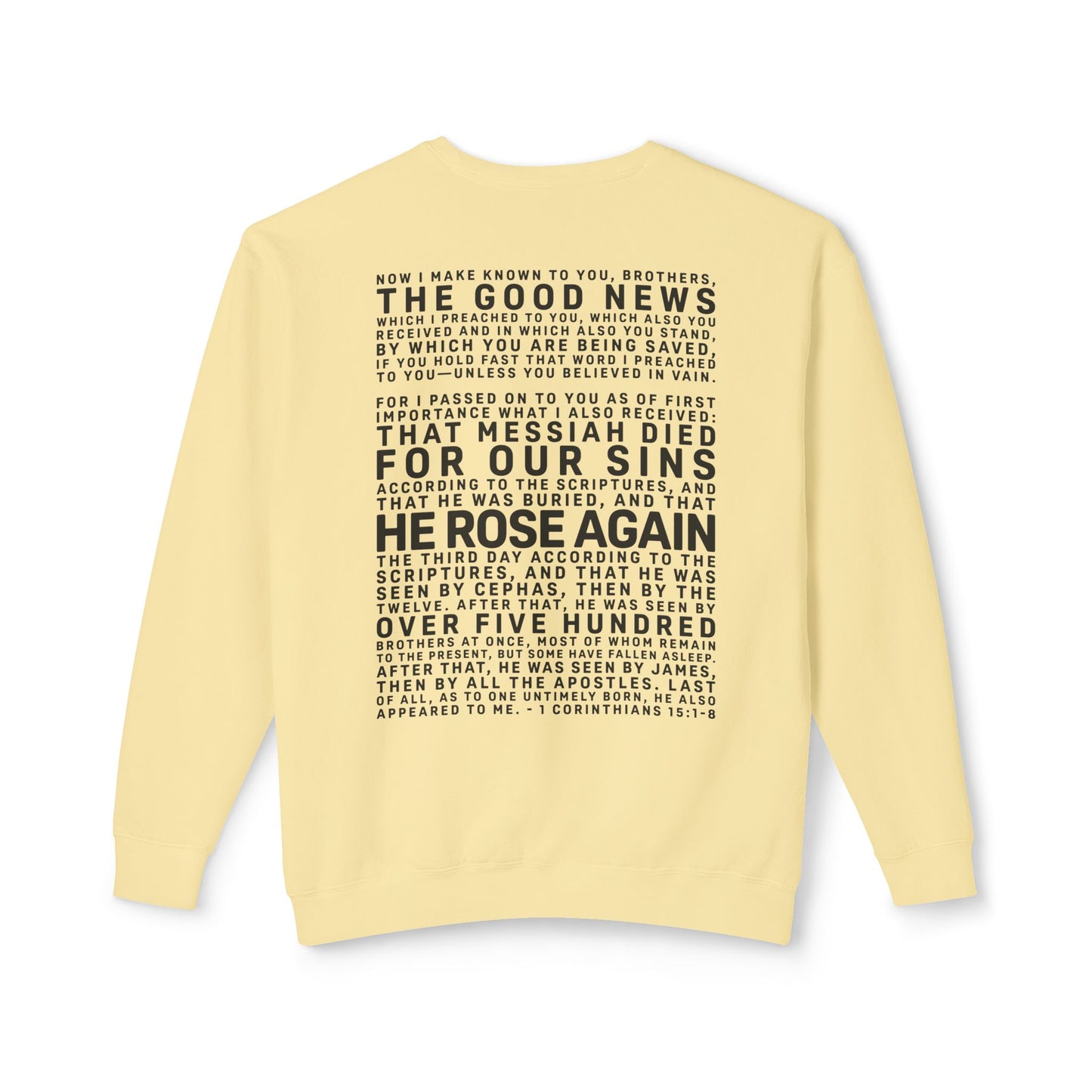 The Gospel - Adult Unisex Crewneck Sweatshirt - Back Text, Dark Lettered Edition - (12 Colors)