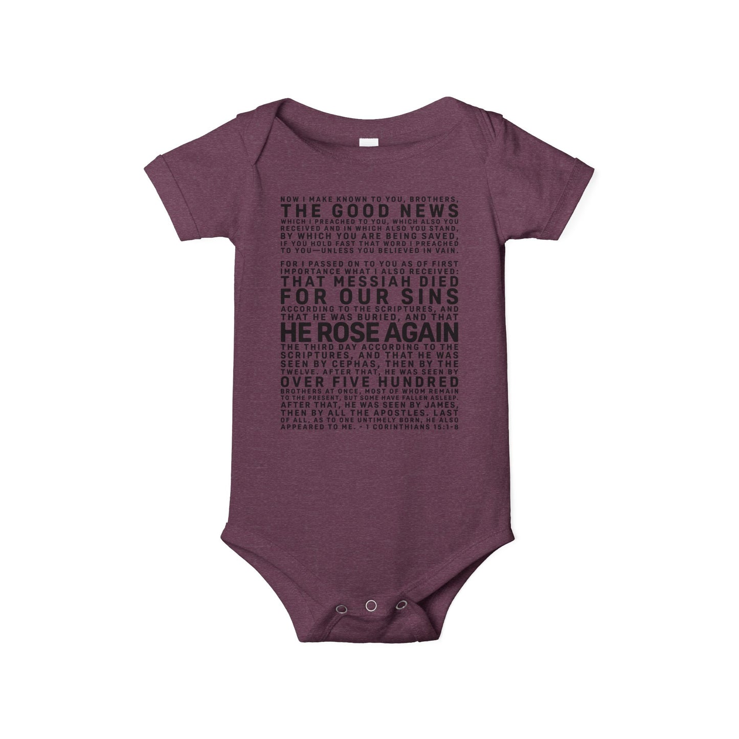 The Gospel - Infant (3M-24M) One Piece - Front Text, Dark Lettered Edition - (8 Colors)