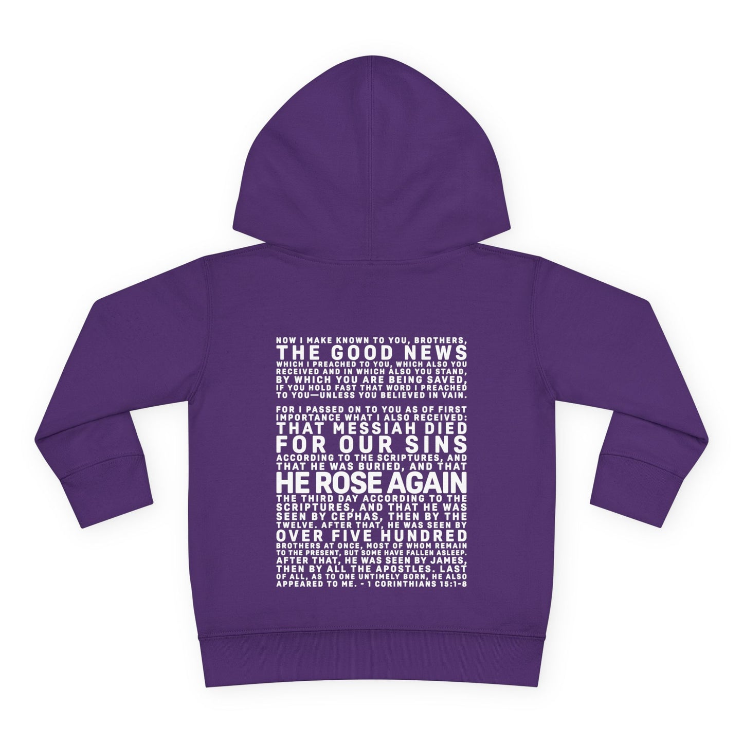 The Gospel - Toddler Pullover Hoodie - Back Text, Light Lettered Edition - (15 Colors)