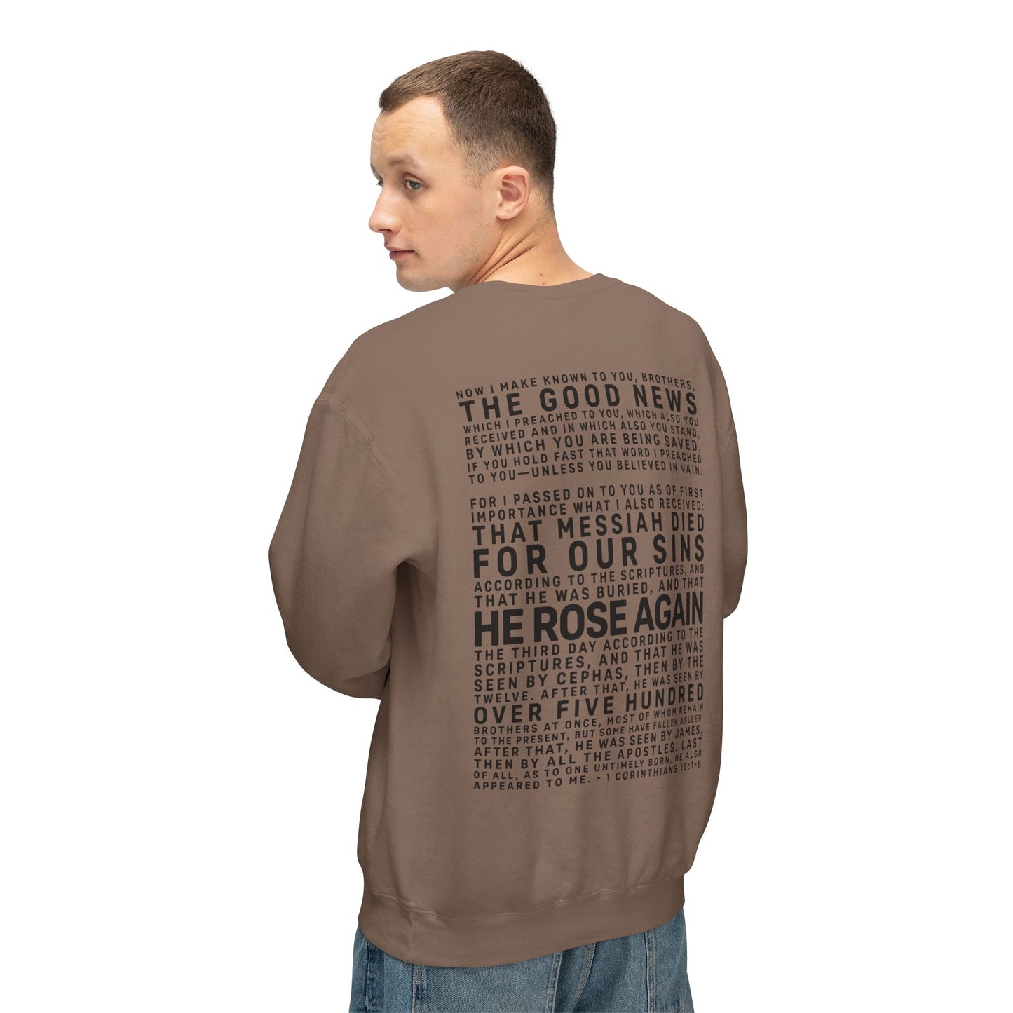The Gospel - Adult Unisex Crewneck Sweatshirt - Back Text, Dark Lettered Edition - (12 Colors)